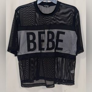 Bebe Black Mesh Women's Top